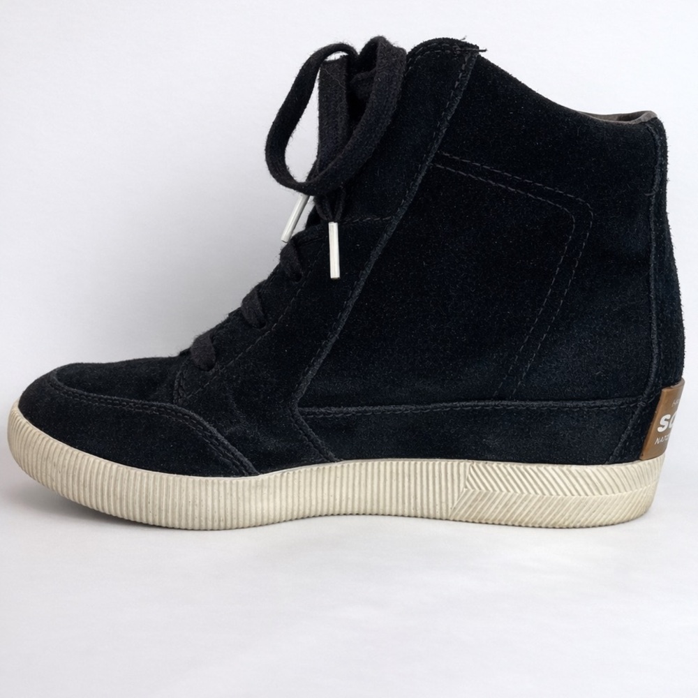 SOREL Out N About Wedge Sneakers Black Suede High Top 7.5